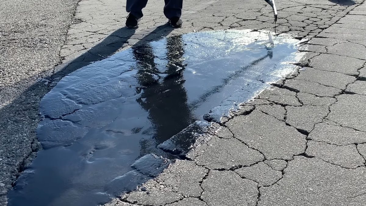 FastPatch ACR spread over alligatored surface - wet coat