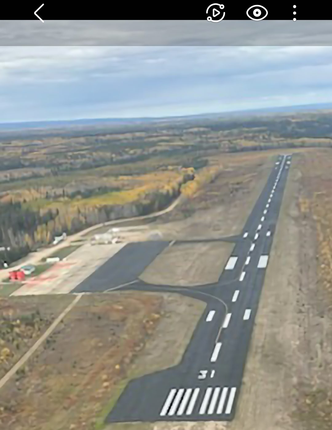 Sealed airport runway aerial view